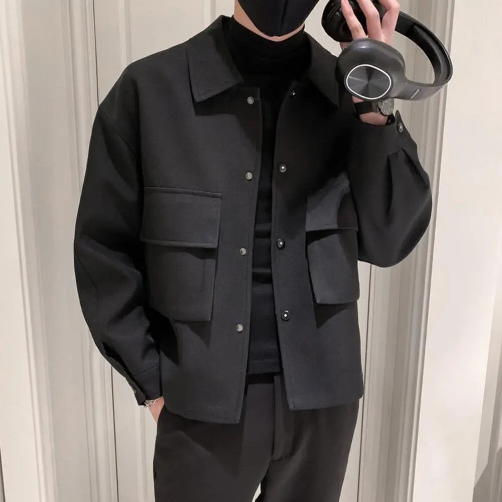 Winter Mens Wool Trench Coat Jacket Short Slim Fit Casual Coats Collar Outwear