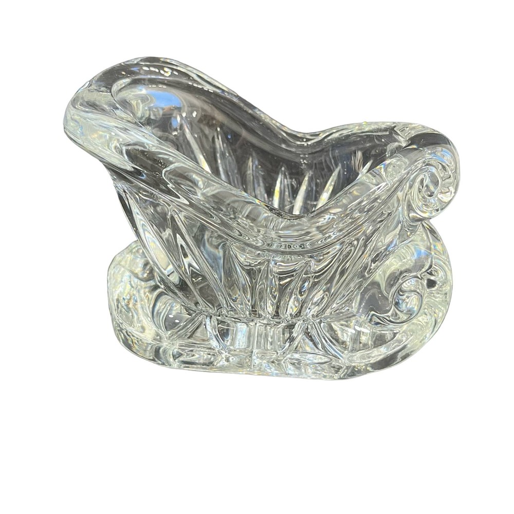 DePlomb Lead Crystal Holiday Sleigh Votive Tea Light Candle Holder