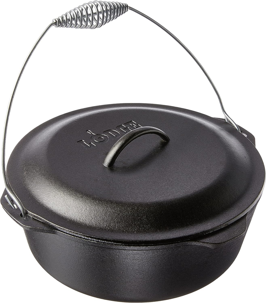 9 Quart Pre-Seasoned Cast Iron Dutch Oven with Lid and Wire Bail Handle