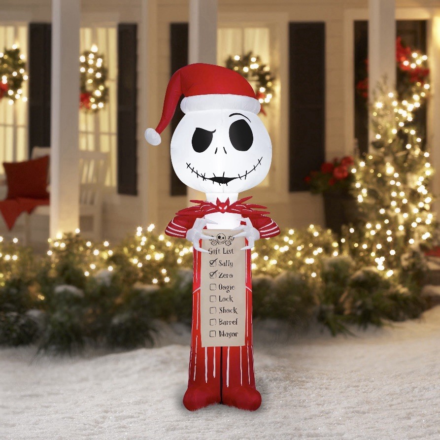 Jack Skellington Christmas Inflatable 5.5 FT Wish List Santa Light Up LED Gemmy