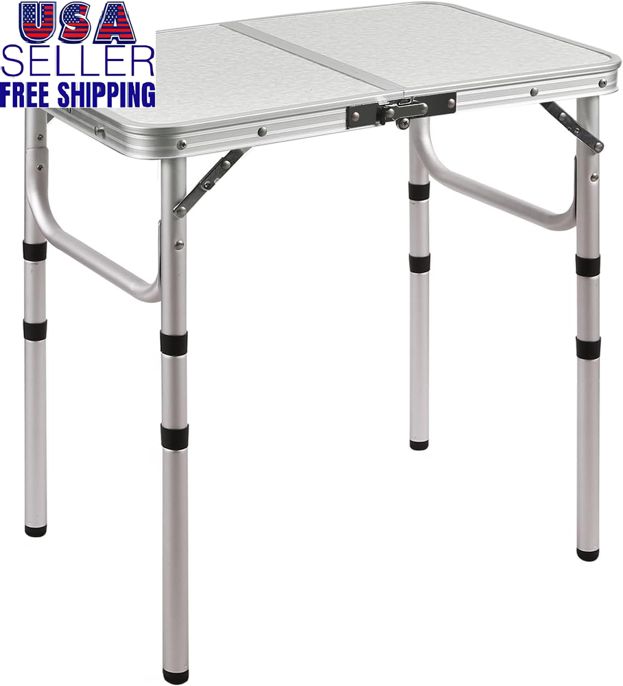 Small Folding Table Portable 2 Feet, Small Foldable Table Adjustable Height, Lig