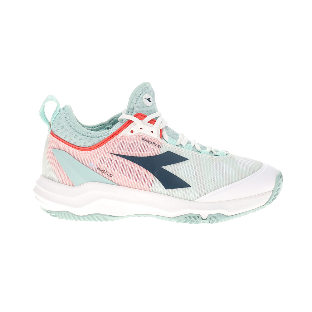 Diadora Speed Blushield Fly 4 Plus Clay Tennis Shoes for Women in Blue and White