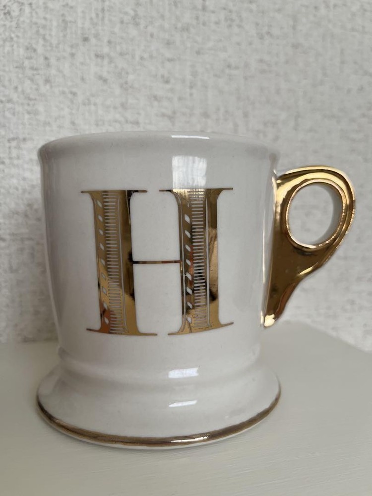 Gold Initial H Ceramic Coffee Mug - Anthropology Alphabet Limited Edition