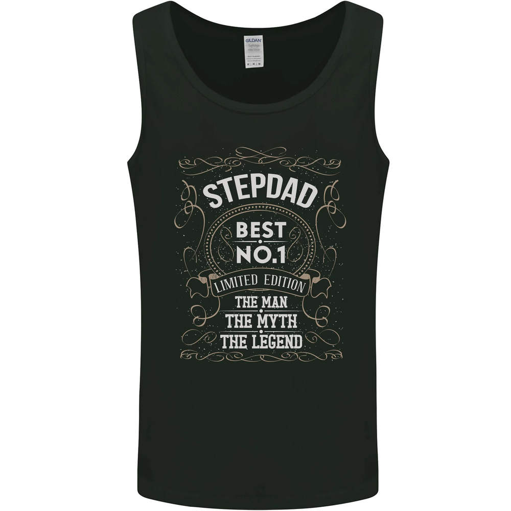 Fathers Day No 1 Stepdad Step Dad Funny Mens Vest Tank Top-image