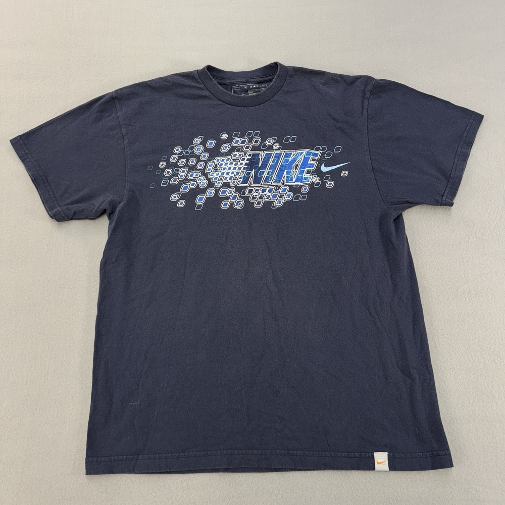 Vintage nike shirt mens small Swim y2k swoosh graphic tee blue air spell out