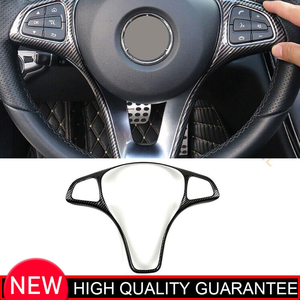 1x For Benz GLC 2016-2019 Carbon Fiber Steering Wheel Moulding Frame Cover Trim