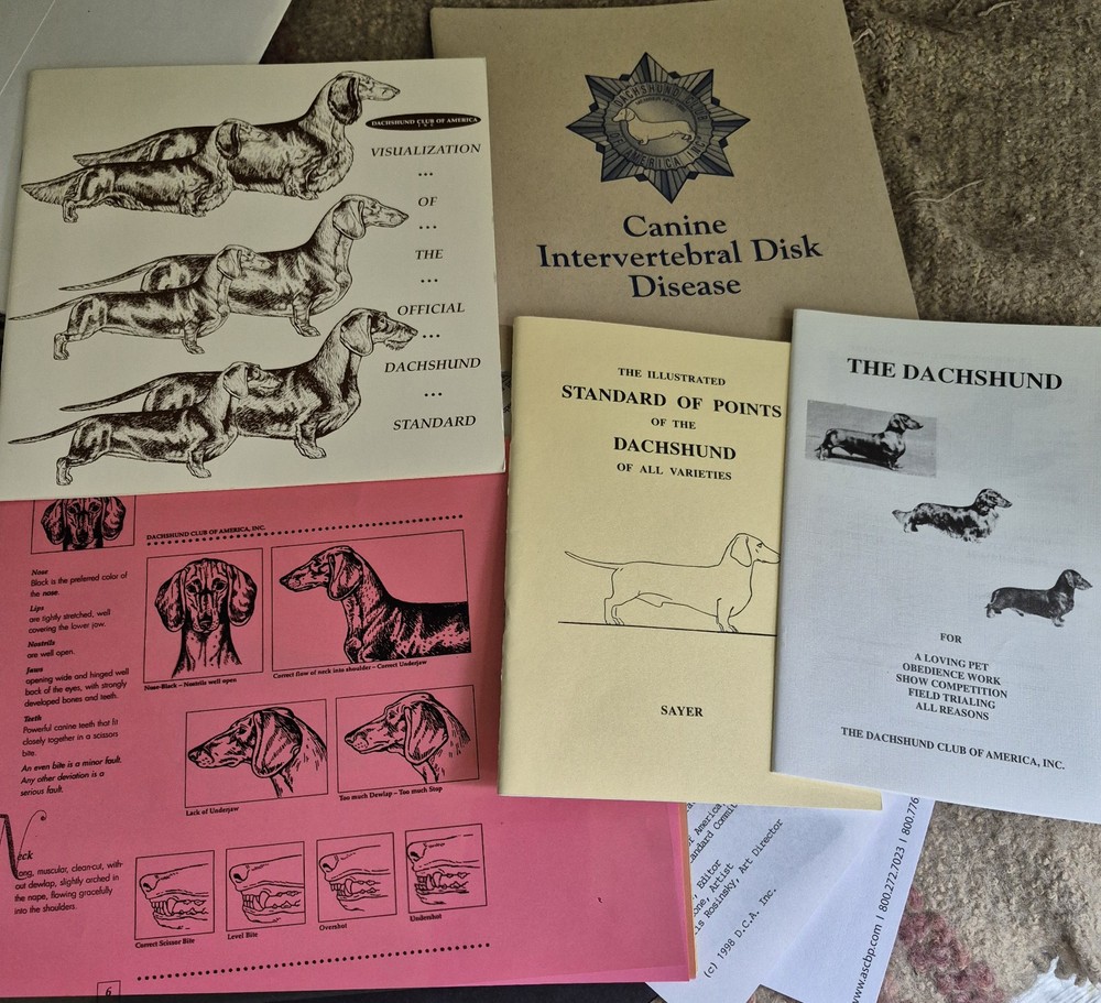 Dachshund Books Showing History Disc Disease Standards  4 Booklets 1 Overlay Set
