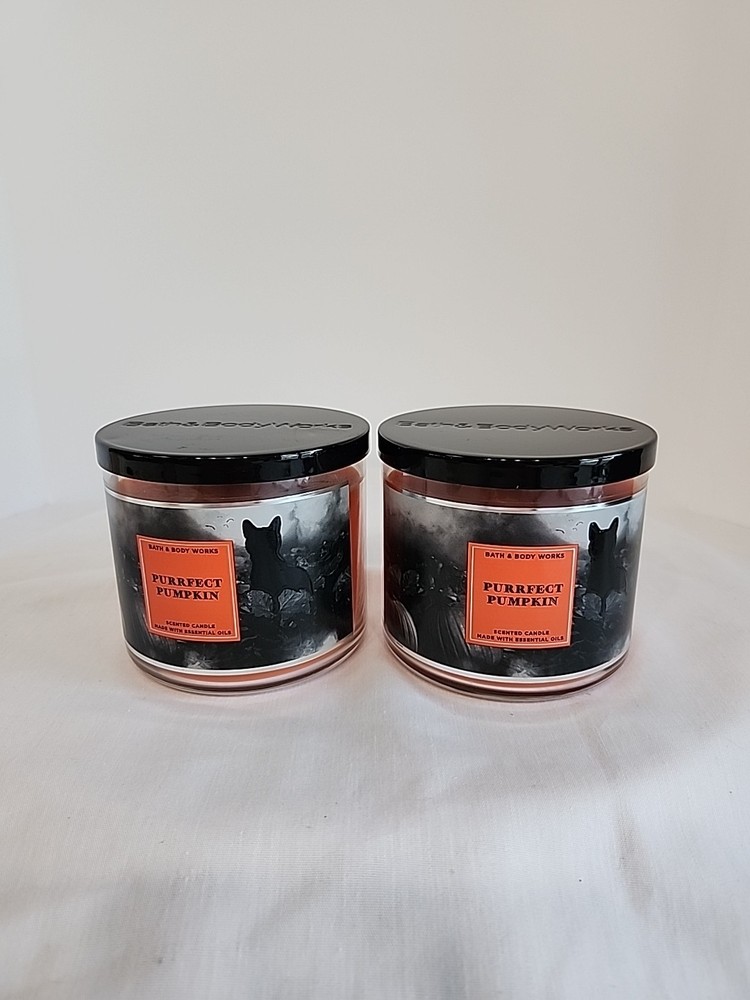 BATH & BODY WORKS Purrfect Pumpkin 3-Wick Candle 14.5oz 2-Pack