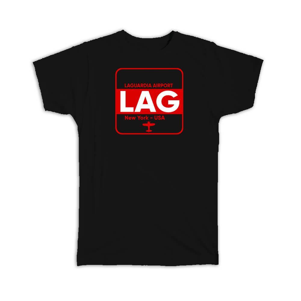 Gift T-Shirt : Laguardia Airport LAG Airline Travel Crew AIRPORT USA New York