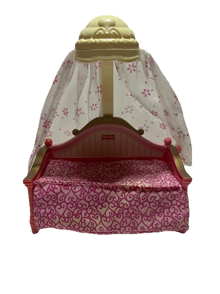 Fisher Price Loving Family Dollhouse Canopy Bed for Kids Bedroom Play-image