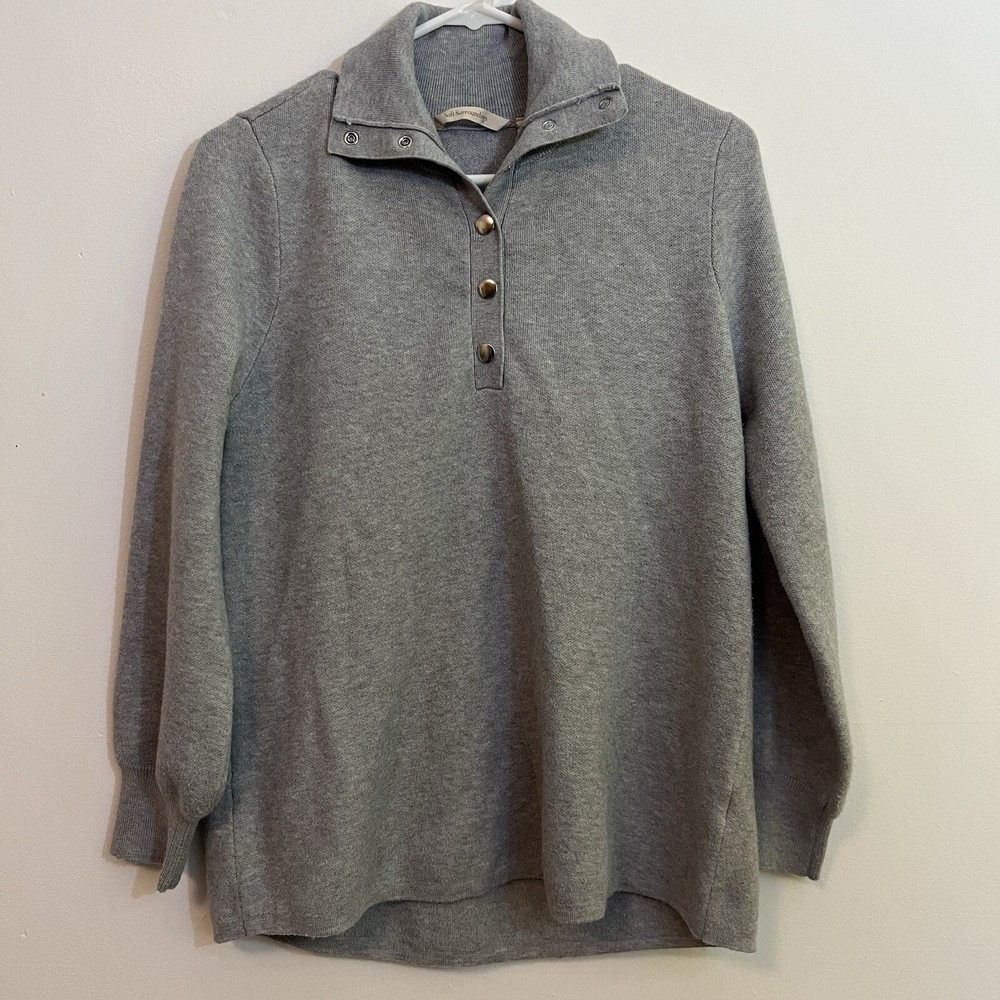 Soft Surroundings Ultra Cozy Gray Sweater Collar Winter Pullover  