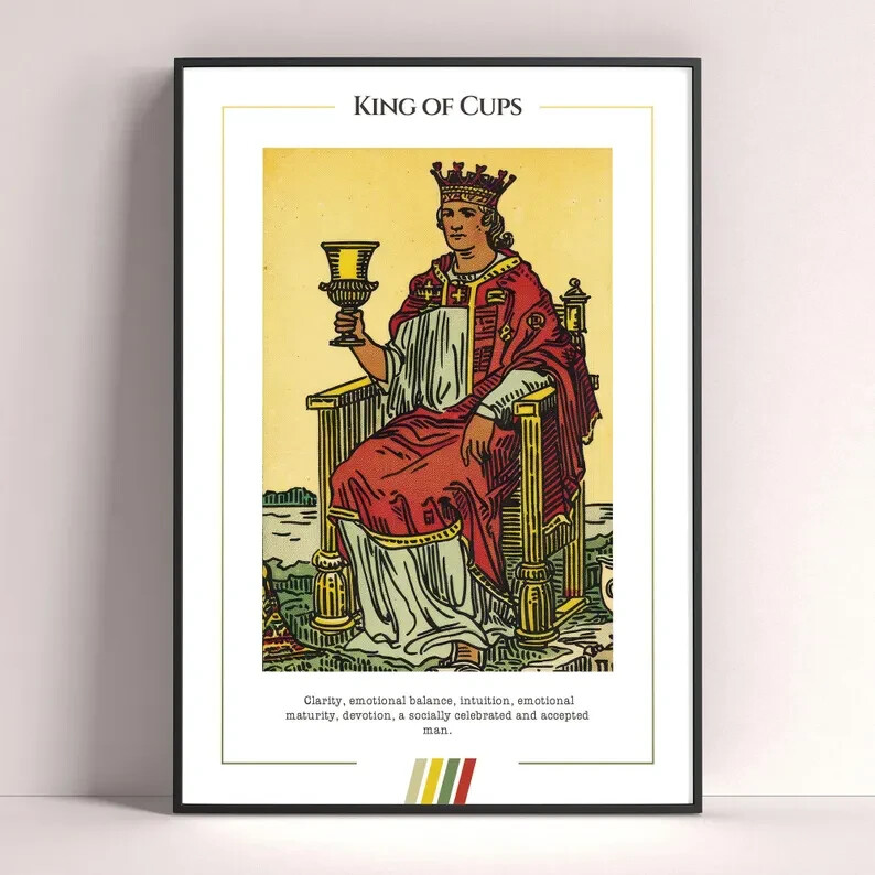 King of Cups Tarot Art Print Digital Download Tarot Poster