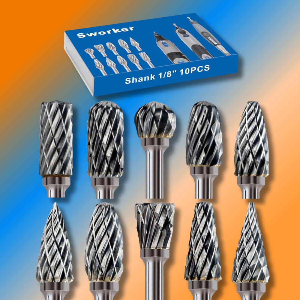 Tungsten Carbide Rotary Burr Bit Set 1/8