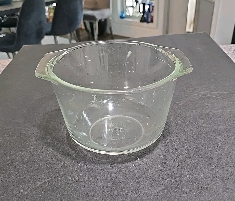 Vtg PYREX # 343 Clear Glass Mixing Bowl Bean Pot 1 1/2 Quart