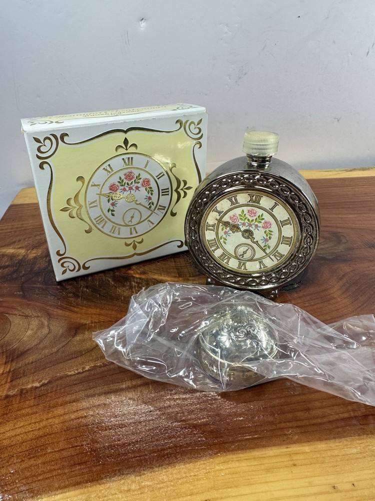 AVON 1973 Beautiful Awakening Topaz Cologne 3oz Clock Bottle with Box Vintage Collectible