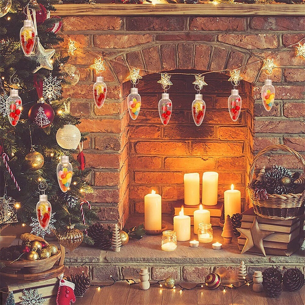 Christmas Balls Plastic Transparent Refillable Light Bulbs Beautiful Decoration