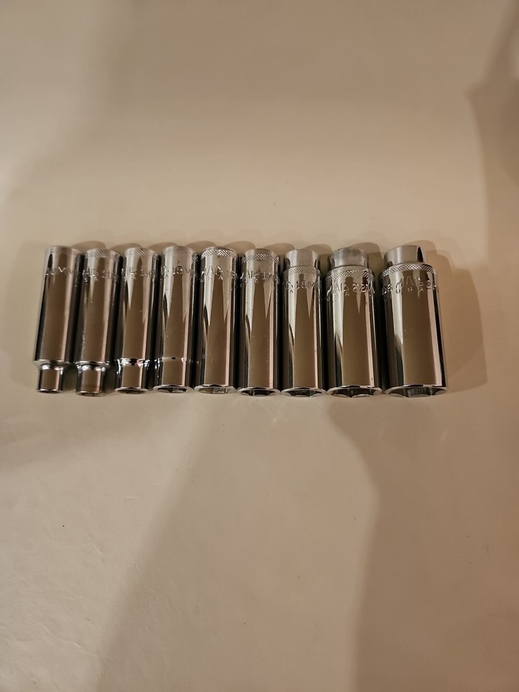 Mac Tools USA VD6 10 11 13 15 16 17 18 22 & 25 Metric Deep Sockets 1/2