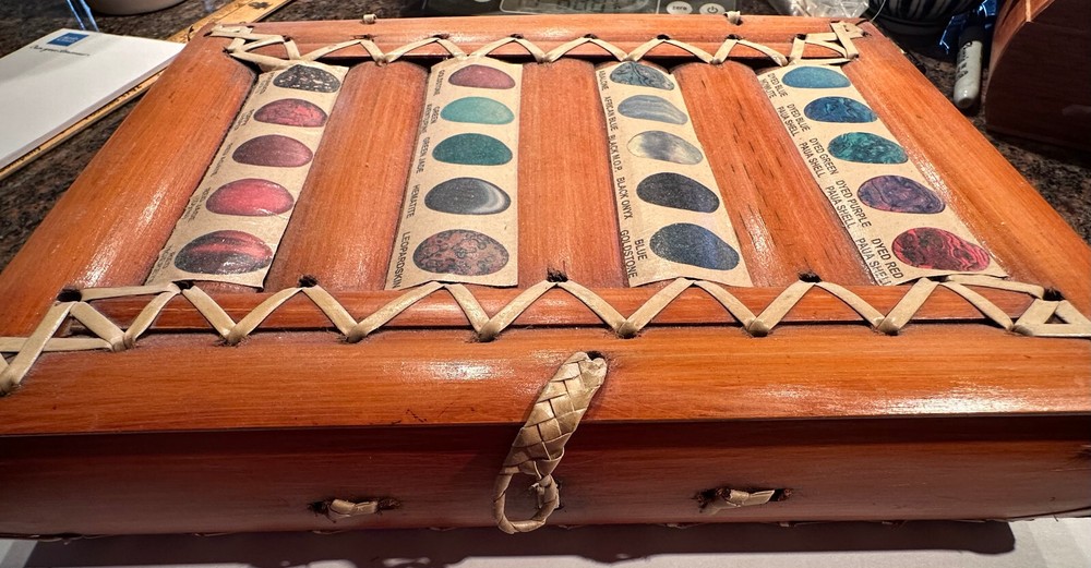 Vintage Bamboo Box; Tied Slats; Unique; 6 Sections Inside; Age? See Details