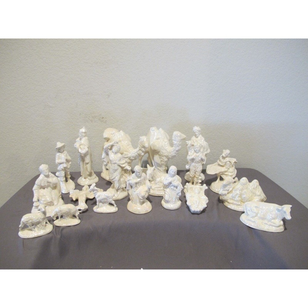 15 Pc. Atlantic Mold Iridescent Ceramic Christmas Nativity Figures