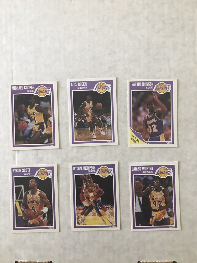 1989 Fleer Basketball Los Angeles Lakers Team Set Magic Scott Worthy (6 Cards)