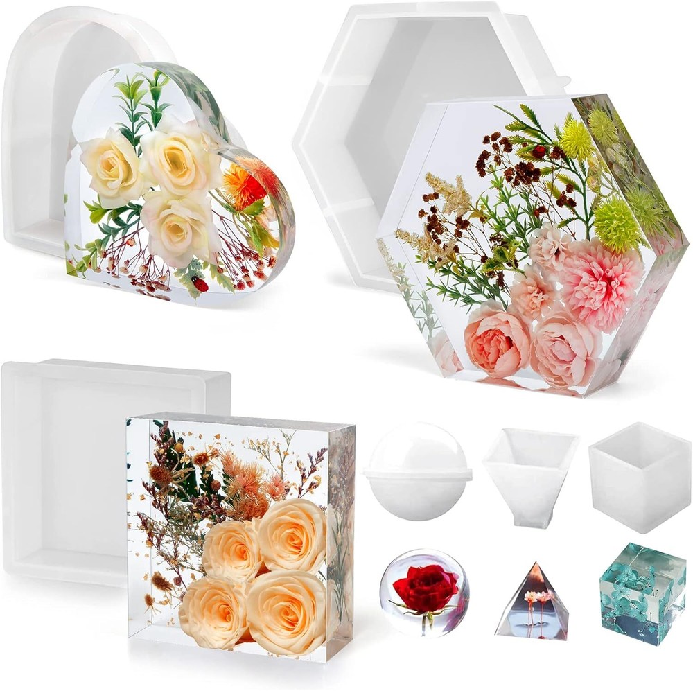 Resin Molds Silicone,Epoxy Resin Casting Craft Mold for Flower Preservation B...