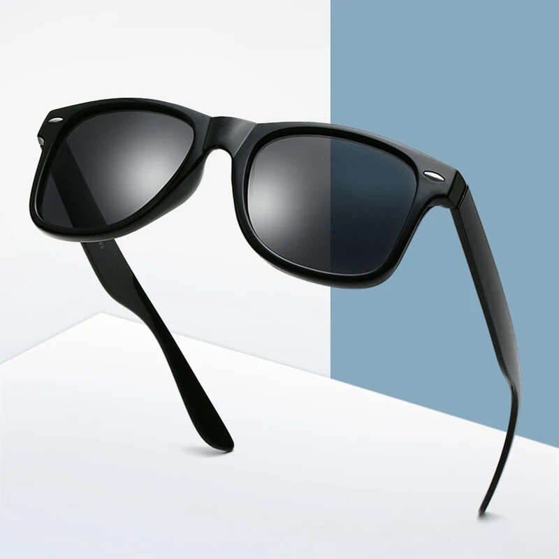 Gafas Sol Polarizadas Cuadradas Clásicas Hombre Mujeres Retro Negras Moda Verano
