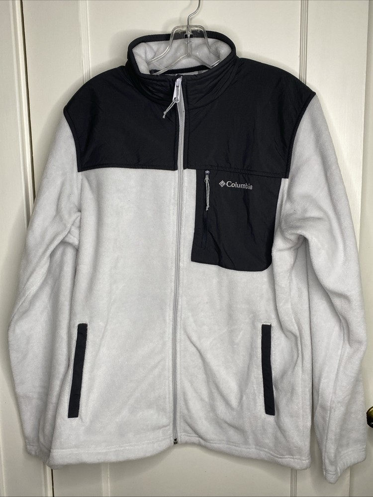 Columbia Men's Granite Steens  Mountain Overlay Fleece Jacket White / Gray NWOT