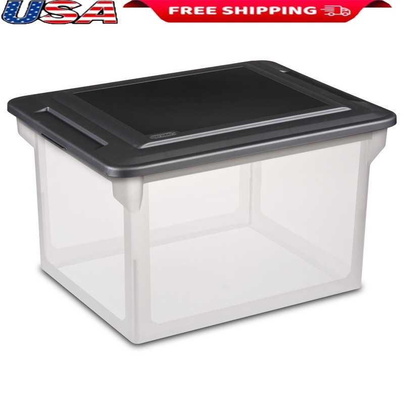 Clear Plastic File Box Storage Organizer Letter Legal Size Snap-On Lid Stackable
