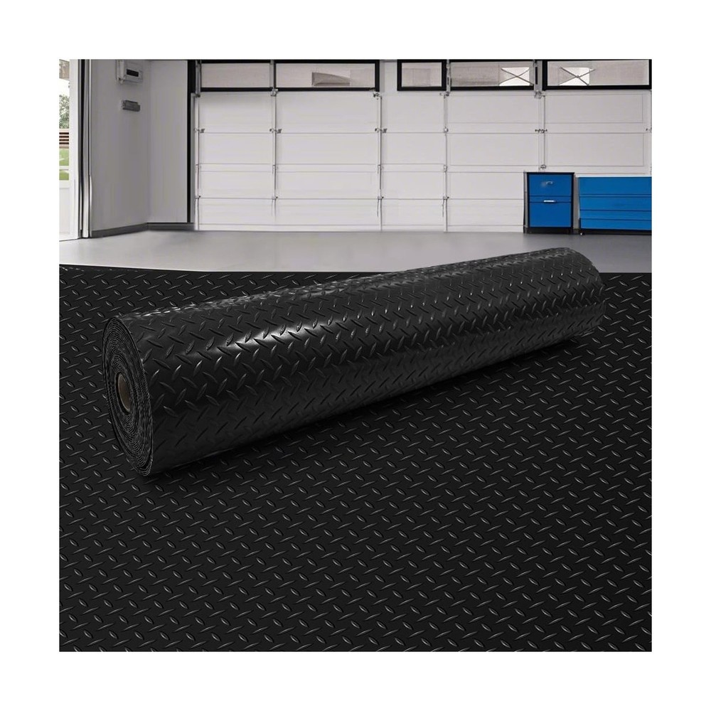 8x21 FT Garage Floor Mat, 2.8mm Thickened Diamond Plate PVC Rubber Heavy Duty...