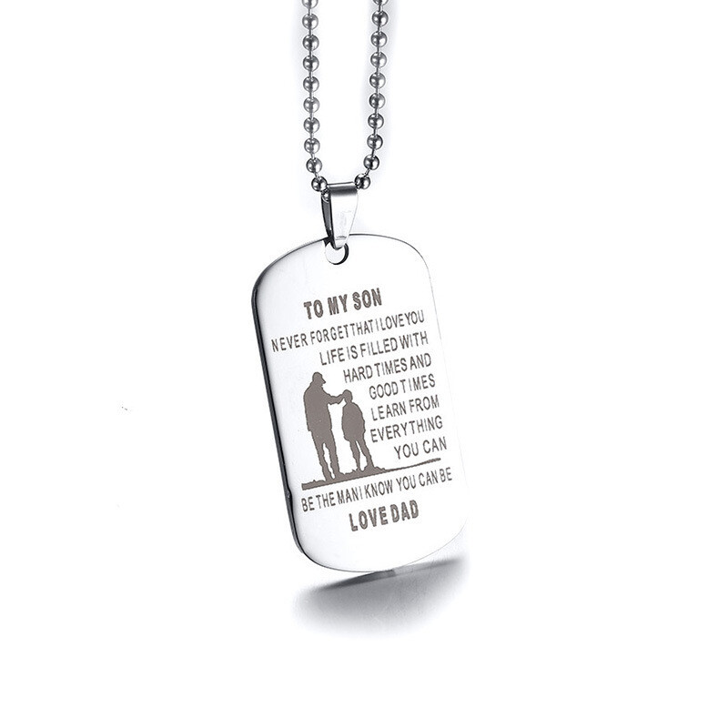 Stainless Steel Father Son Inspirational English Tag Necklace Fashion Jewelry US