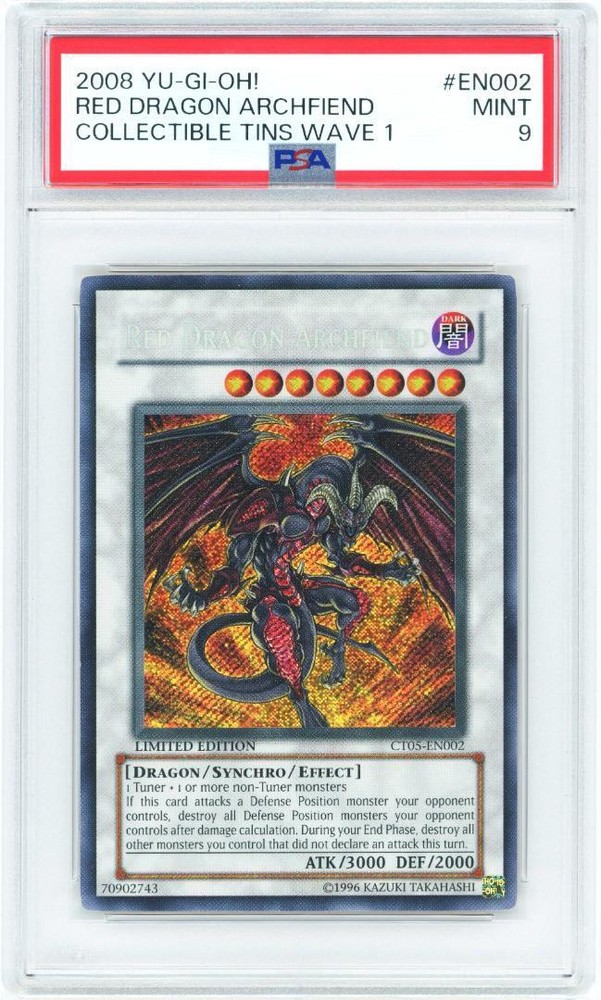 PSA 9 Red Dragon Archfiend Secret Rare English YuGiOh TCG Graded Card