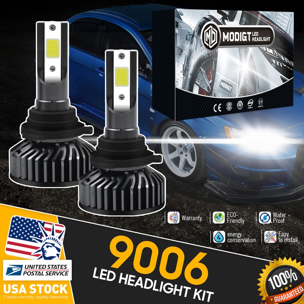 Pair 9006 LED Headlight Bulbs Conversion Kit High & Low Beam 6000K Bright White