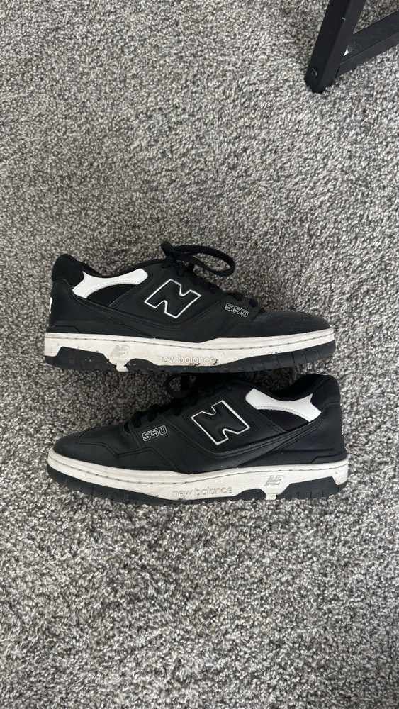 New Balance 550 Black White Leather Sneakers Mens Size 10 BB550SV1