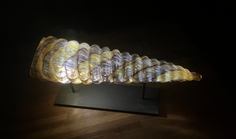 Very Rare Large Fusion Z ART GLASS SEASHELL signed Chip Scarborough 23