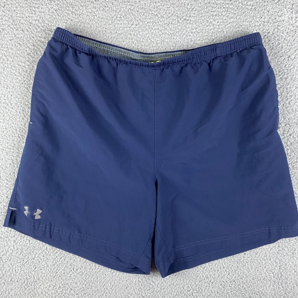 Under Armour Shorts Mens XL Navy 7” Lined HeatGear Running Gym Workout Active