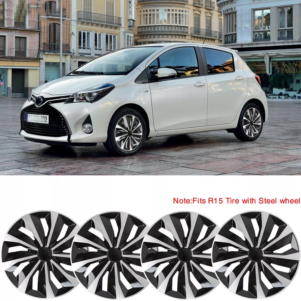 Toyota Yaris 15 Inch 4-Piece Snap-On Wheel Covers for R15 Steel Wheels