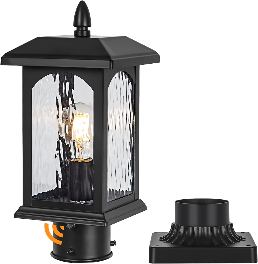 Waterproof Dusk to Dawn Outdoor Post Light with Pier Mount Base for Pole Installation