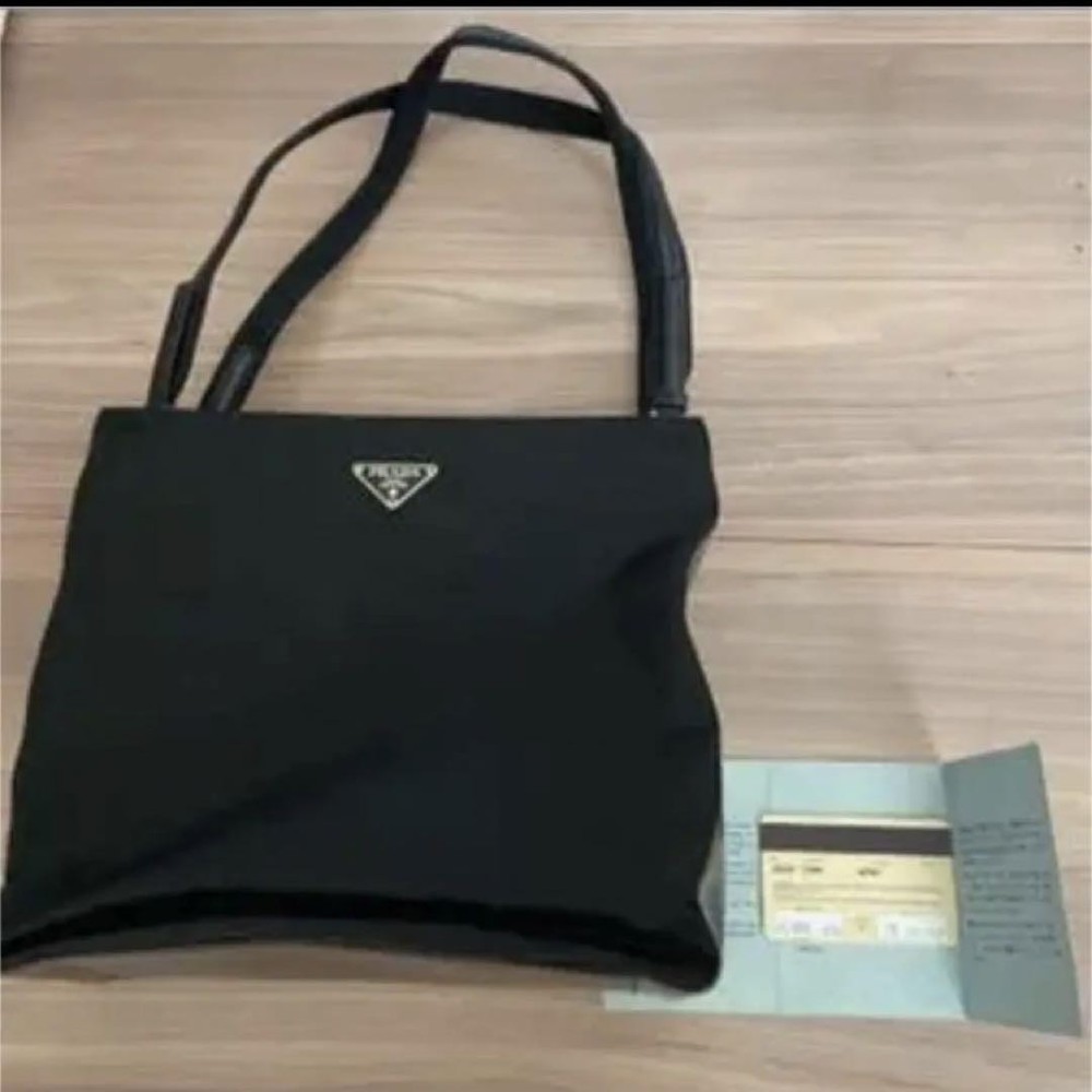 Prada Black Nylon and Leather Shoulder Bag with Card Japan Import