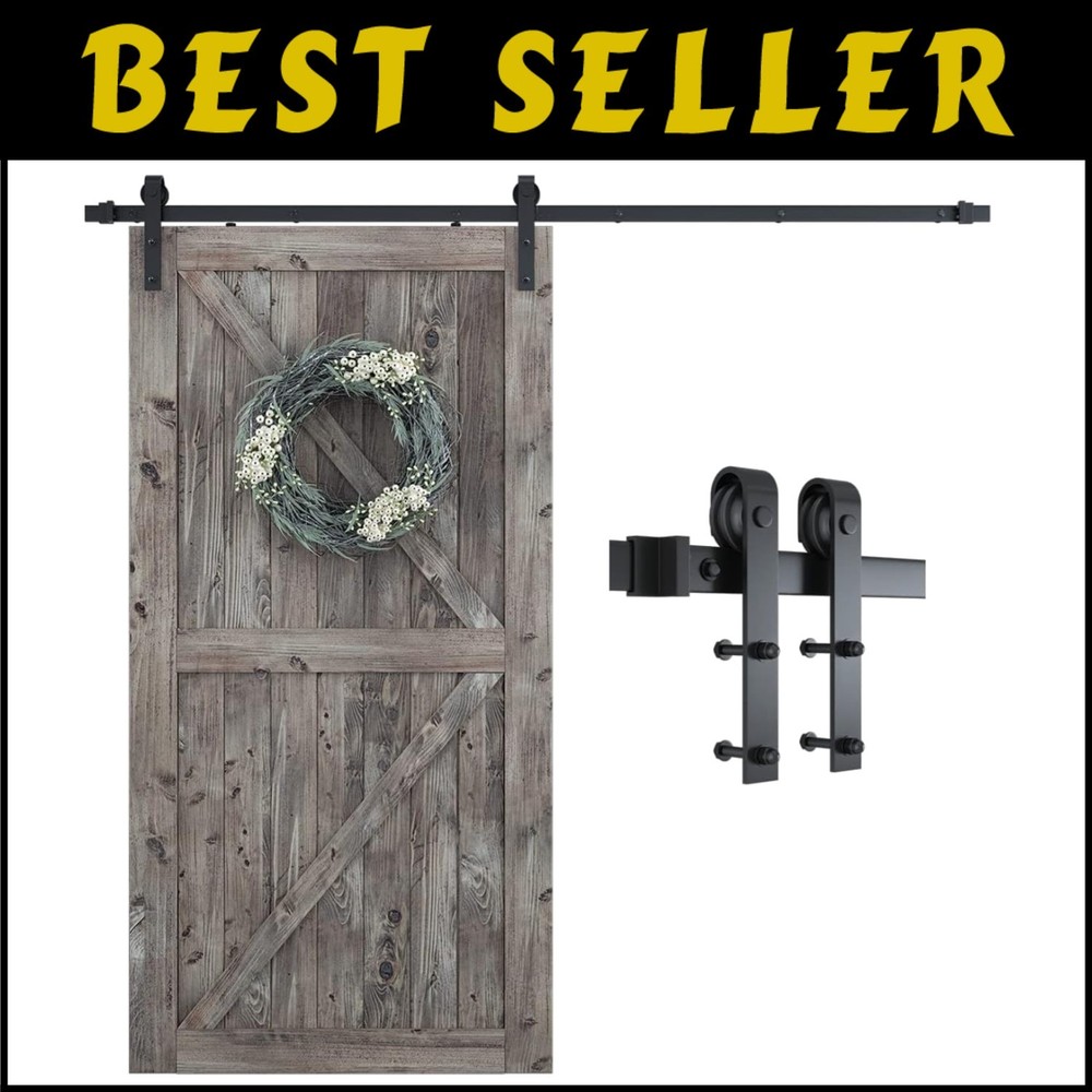 7FT Sliding Barn Door Hardware Kit - Space-Saving Modern Design with Quiet Operation