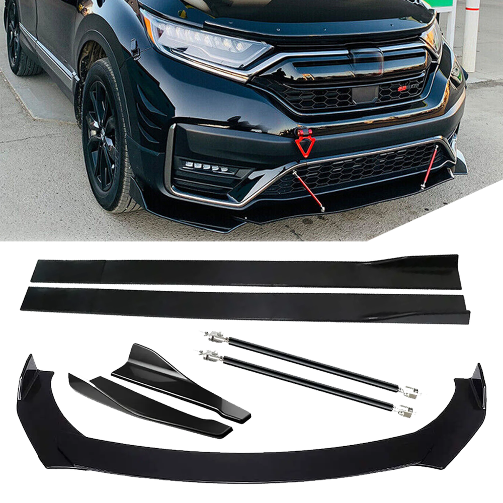 Glossy Front Splitter Bumper Lip Spoiler Side Skirts For Honda CR-V Fit 9