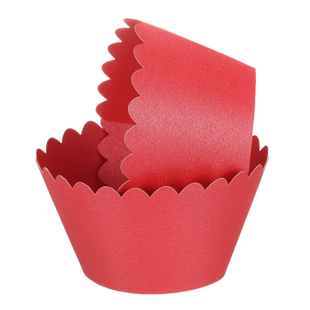50 Pcs Cupcake Wrapper for Decoration Baking Gloss Red(Flower Pearlescent Paper)