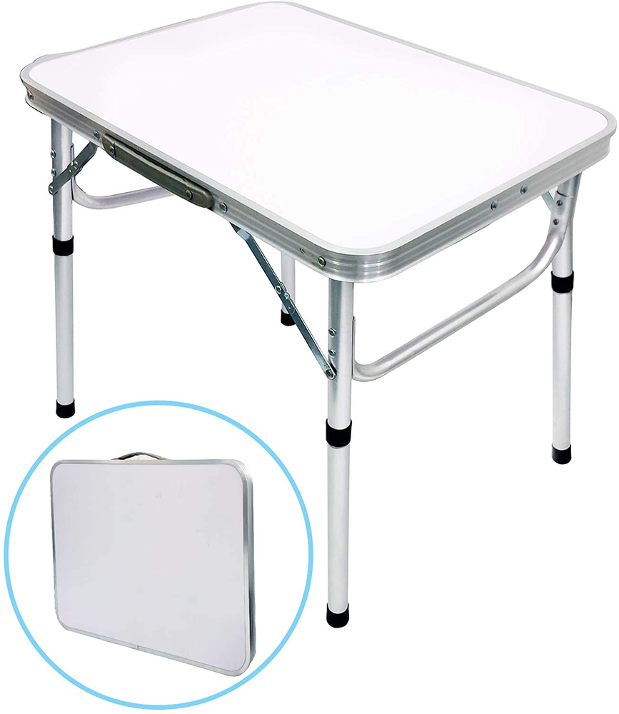 Aluminum Folding Small Picnic Table, Adjustable Height Lightweight Portable Camp