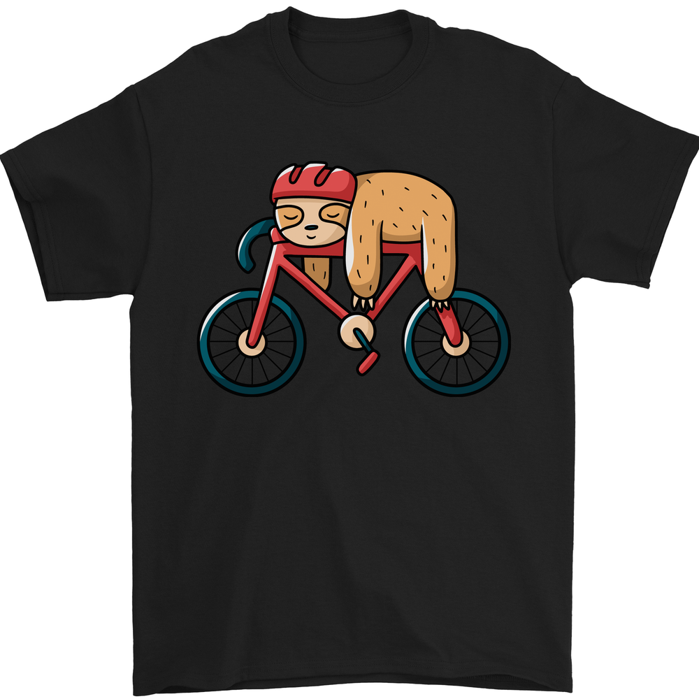 Cycling Sloth Graphic 100% Cotton Mens Bicycle T-Shirt