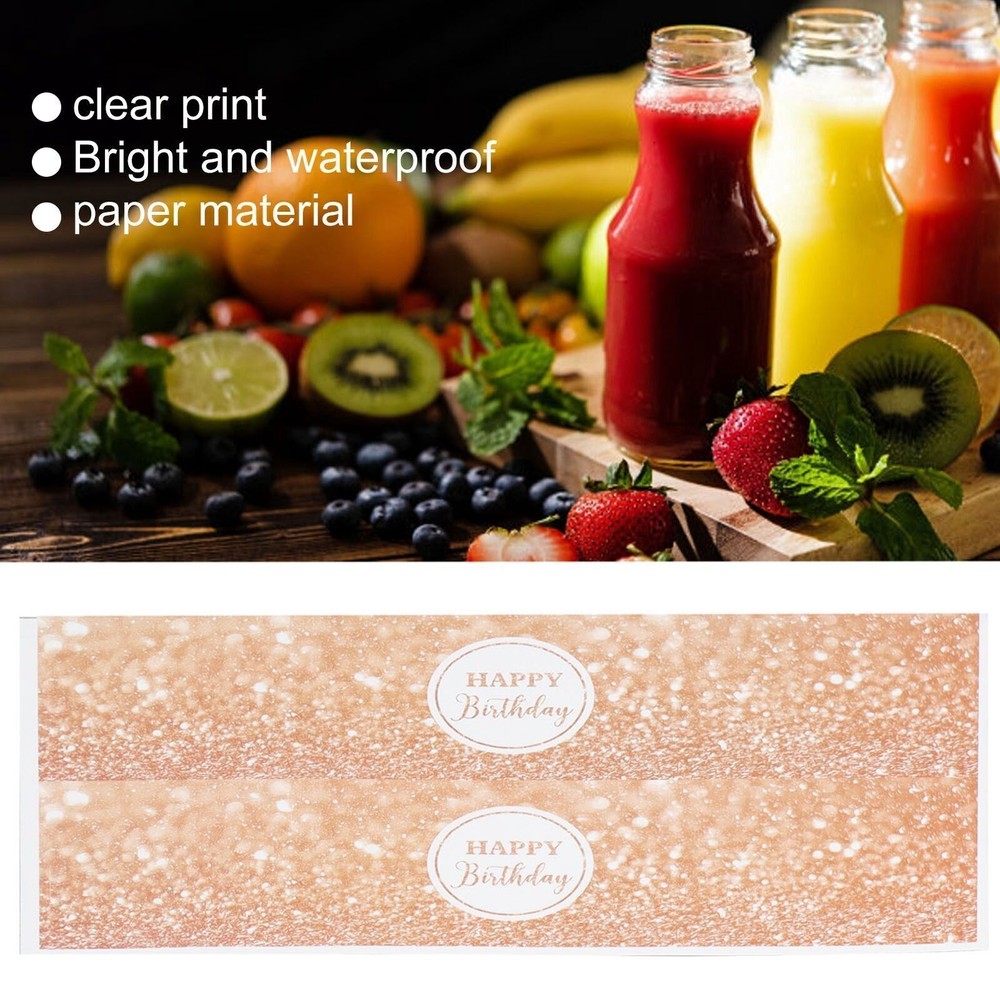 25pcs Water Bottle Stickers Rose Gold Shiny Happy Birthday Theme Waterproof