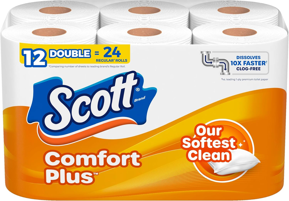 Comfortplus Toilet Paper, 12 Double Rolls, 231 Sheets per Roll, Septic-Safe...