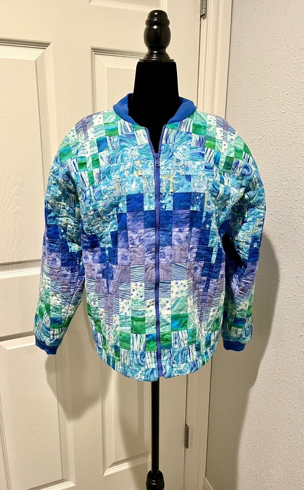 Handmade Quilt Coat Vintage Quilted Jacket Chore Barn Coat Patchwork Reversible