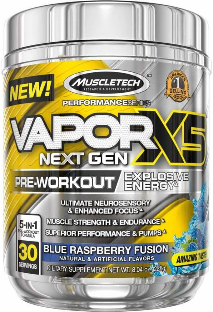 MuscleTech Vapor X5 PreWorkout Energy Powder Drink Mix Sports Nutrition 1 Piece