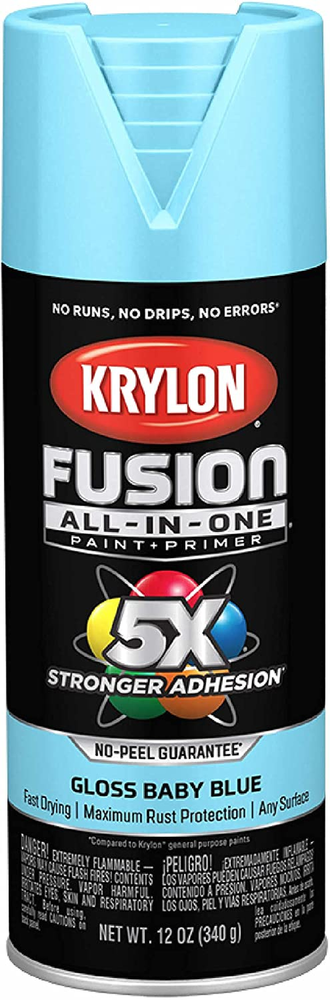 Fusion All-In-One Adhesive Spray Paint for Indoor/Outdoor Use, 12 Oz, Baby Blue