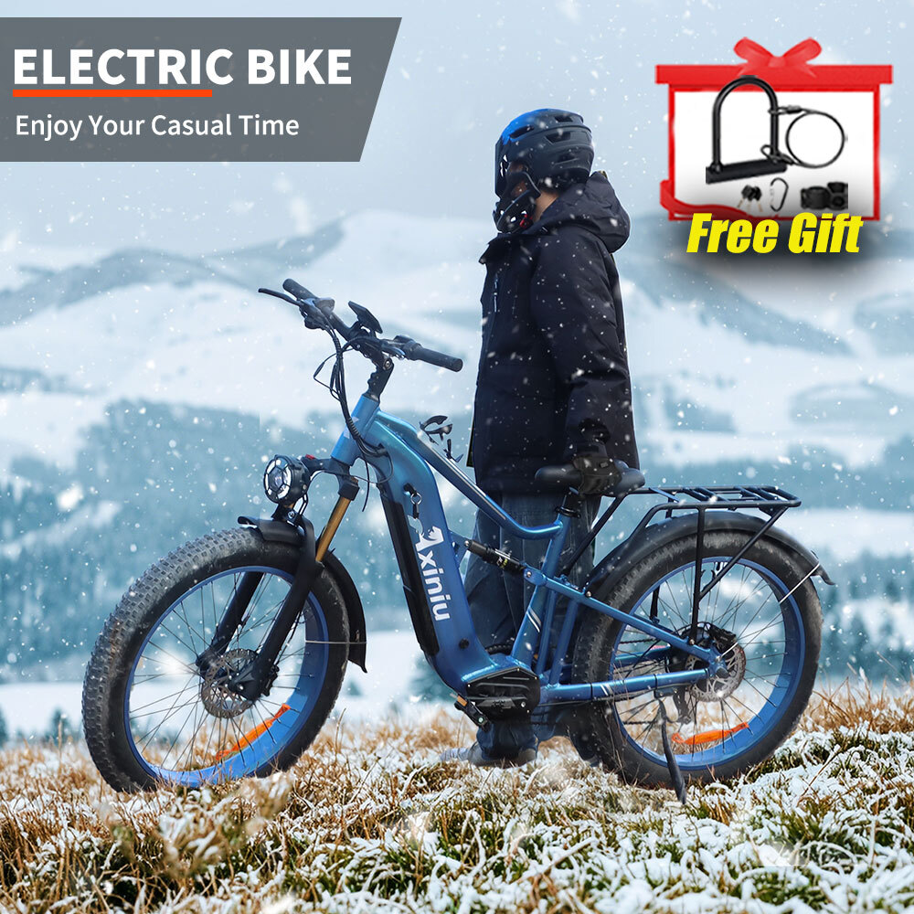 Axiniu 1800W 52V Fat Tire Electric Bike 26 Inch Off Road E-Bike for Adults 30Ah 7 Speed