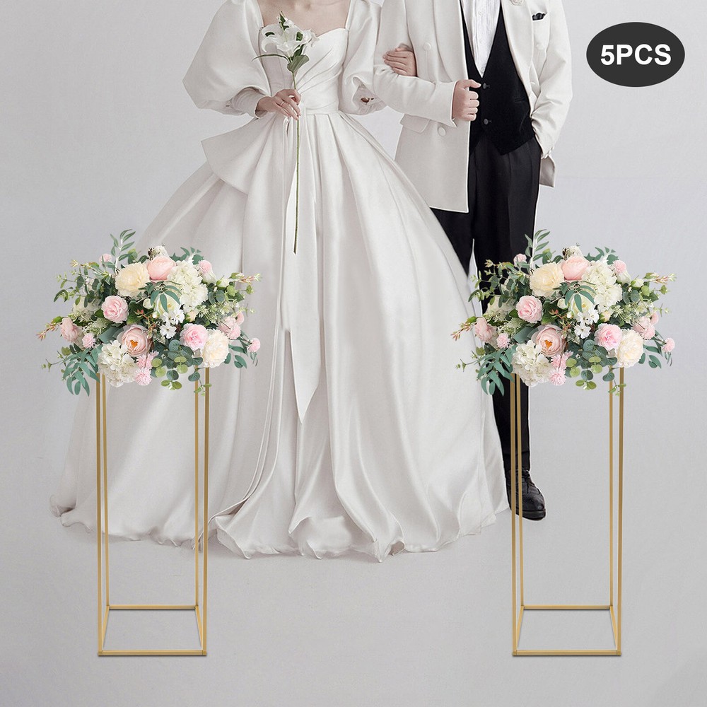 5PC 31.5in Tall Gold Metal Flower Stand for Wedding Table Centerpieces Decor